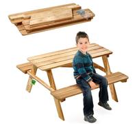 KADAX Banc de Jardin pour Enfant avec Table Bois Naturel 90x90x48cm