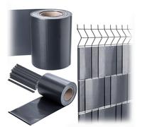 KADAX Bande brise-vue en PVC - 35 m x 19 cm - Pour clôture à double fil - Avec 20 clips de fixation - Protection contre le vent - Film de clôture pour clôture à nattes (anthracite)