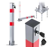KADAX Barrière de parking pliable, poteau de stationnement en acier, étrier de stationnement pliable avec serrure à cylindre, poteau de barrière, barrière de parking (15 x 65,5 cm)