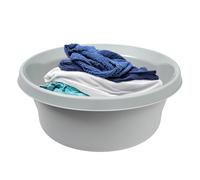 KADAX Bassine de lavage en plastique mat - Rond - Robuste - Pour salle de bain - Polyvalent - Gris clair - 9 l