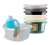 KADAX Bassine ronde en plastique. Bassin profond et robuste. Bassine, cuvette de lavage, bac à vaisselle grand. Convient parfaitement pour la salle de bain, la buanderie, la cuisine et la maison (Gris