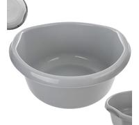 KADAX Bassine Ronde en Plastique Profonde et Robuste - Grand Bac à Laver Idéal pour Salle de Bain, Buanderie, Cuisine et Maison (Gris Clair, 20 L)