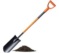 KADAX bêche de Drainage, bêche de Drainage avec poignée D, Pelle en Acier, Pelle Pointue avec Manche, bêche de Jardin pour Creuser des Trous, Pelle de Drainage, bêche (121 cm, Noir/Orange)