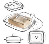 KADAX Beurrier, Beurrier avec couvercle pour beurre, récipient en verre 16 cm, classique