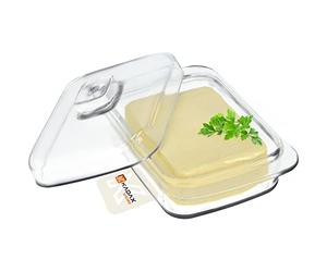 KADAX Beurrier en Verre Rectangulaire - Cloche à Beurre Transparente Avec Couvercle et Poignée - Récipient Passe au Lave-Vaisselle (1 Pièce - 16)