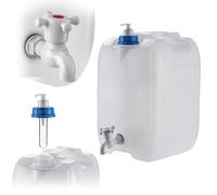 KADAX Bidon à eau avec robinet, réservoir d'eau avec écoulement, bidon avec robinet intégré et distributeur de savon, bidon de camping, bidon de voyage (20 L)