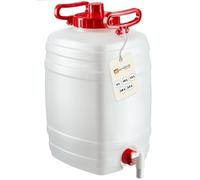 KADAX Bidon à eau, fût à boisson en plastique, bidon d'eau potable, réservoir d'eau avec robinet, réservoir d'eau, bidon à boisson avec joint en caoutchouc (25L Blanc)