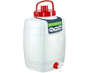 KADAX Bidon à eau, tonneau à boissons en plastique, bidon d'eau potable, réservoir d'eau avec robinet, réservoir d'eau, tonneau à boissons avec joint en caoutchouc (15L Blanc)