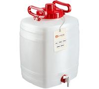 KADAX Bidon à eau, tonneau de boisson en plastique, bidon d'eau potable, réservoir d'eau avec robinet, réservoir d'eau, bidon de boisson avec joint en caoutchouc (20L Blanc)