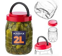 KADAX Bocal de conservation en plastique PET de 2 l avec couvercle - Récipient de cuisine en plastique pour aliments