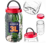 KADAX Bocal de conservation en plastique PET de 3 l avec couvercle, récipient de cuisine, récipient de rangement, récipient alimentaire