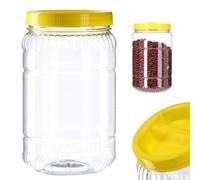 KADAX Bocal de stockage avec couvercle, récipient de stockage en plastique, récipient pour conserves avec poignée, récipient en plastique pour aliments, organisateur de cuisine (rond 2L)