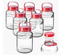 KADAX Grand Bocal de Fermentation en Verre, Récipient de Conservation avec Couvercle Hermétique, Idéal pour la Préparation de Cornichons et Choucroute (4L, Lot de 6)
