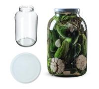 KADAX Bocal en Verre 4L avec Couvercle à Vis Ø100mm Blanc | 1 pièce | Pot Hermétique pour Conserves, Cornichons, Kombucha, Kimchi, Fermentation, Marinades, Confitures