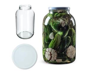 KADAX Bocal en Verre 4L avec Couvercle à Vis Ø100mm Blanc | 1 pièce | Pot Hermétique pour Conserves, Cornichons, Kombucha, Kimchi, Fermentation, Marinades, Confitures