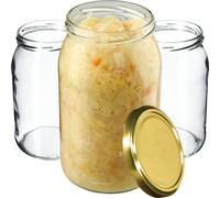 KADAX bocaux 900 ml, bocaux à couvercle à visser, bocaux à confiture, bocaux à provisions, bocaux à conserves (48 pièces, or)