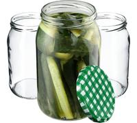 KADAX bocaux 900 ml, bocaux à couvercle à visser, utilisables comme bocaux à confiture, bocaux à provisions, bocaux à conserves (8 bocaux, vert à carreaux)