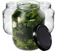 KADAX Bocaux avec couvercle noir "Albi", Bocal à conserves, Bocaux à conserves, 100 mm, 2.5L, 4 pièces