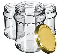 KADAX Bocaux de 500 ml, Pots en Verre avec Couvercle Hermétique de 82mm pour la Conservation des Aliments, Idéals pour Confitures et Miel (Doré, Lot de 8)