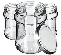 KADAX Bocaux de 500 ml, Pots en Verre avec Couvercle Hermétique de 82mm pour la Conservation des Aliments, Idéals pour Confitures et Miel (Argenté, Lot de 48)