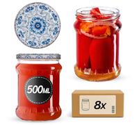 KADAX Bocaux de conservation 500 ml, bocaux de stockage avec couvercle à visser fi82 mm, bocaux à confiture, bocaux pour la mise en conserve de fruits, légumes, miel et conserves, bocaux à visser