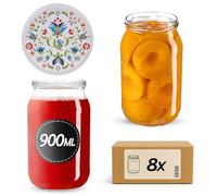 KADAX Bocaux de conservation 900 ml avec couvercle à visser fi82 mm, grands bocaux avec couvercle Twist Off, bocaux de conservation, pots à confiture pour concombres, bocaux de mise en conserve