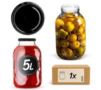 KADAX Bocaux de conservation de 5 l, avec couvercle à visser fi100 mm, grands bocaux avec couvercle, bocal à concombre, pour la fermentation et l'insertion, pour concombres, choucroute (noir, 1 pièce)