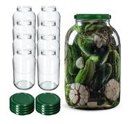 KADAX Bocaux en Verre de 4 L, Bocaux avec Couvercle Hermétique de 100mm pour la Conservation et la Fermentation, Bocaux pour Cornichons (Vert, Lot de 8)