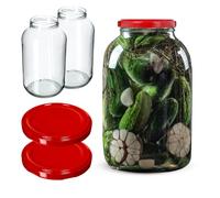 KADAX Bocaux en Verre de 4 L, Bocaux avec Couvercle Hermétique de 100mm pour la Conservation et la Fermentation, Bocaux pour Cornichons (Rouge, Lot de 2)