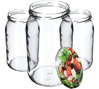 KADAX Bocaux en verre de 900 ml, Pots de Conservation avec Couvercles Hermétiques pour Conserver les Confitures et Cornichons (Légumes, Lot de 8)
