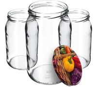 KADAX Bocaux en verre de 900 ml, Pots de Conservation avec Couvercles Hermétiques pour Conserver les Confitures et Cornichons (Poivron, Lot de 24)