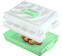 KADAX Boîte à gâteau avec couvercle - 43 x 30 x 12,5 cm - En plastique - Boîte de transport avec poignée - Moule à gâteau rectangulaire - Menthe