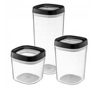 KADAX boîte à provisions "Duna", boîte de rangement transparente en plastique, set de 3, noir couvercle