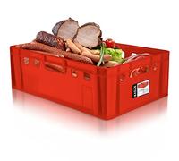 KADAX Boîte à viande en plastique HDPE, boucher 60 x 40 cm, boîte à viande E2 avec poignées confortables, boîtes, eurobox, boîte de stockage, boucherie, boîte de beurre (40 litres)