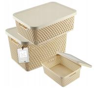 KADAX Boîte avec Couvercle Conteneur Panier Organisateur set 4 5L+12L+18L