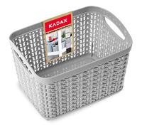 KADAX Boîte de Rangement en Plastique, Panier de Stockage à Conception Ouverte et Poignées Robustes pour Organiser la Salle de Bain (Gris, 3.3L)