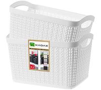KADAX Boîte de Rangement en Plastique, Panier de Stockage à Conception Ouverte et Poignées Robustes pour Organiser la Salle de Bain (Lot de 2: Blanc, 6.6L)