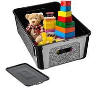 KADAX Boîte de rangement rectangulaire avec couvercle, empilable, en plastique, peu encombrante, 11 l, noire