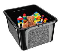 KADAX Boîte de rangement rectangulaire avec couvercle, empilable, en plastique, peu encombrante, 20 l, noire