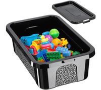 KADAX Boîte de rangement rectangulaire avec couvercle, empilable, en plastique, peu encombrante, 4,5 l, noire