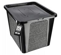 KADAX Boîte de rangement rectangulaire avec couvercle, empilable, en plastique, peu encombrante, 30 l, noire
