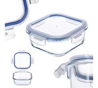 KADAX Boîte en Verre avec Clips de Fermeture pour Conservation Alimentaire, Récipient Transparent avec Couvercle Hermétique (Carré, 800 ml)
