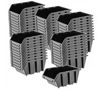 KADAX Boîtes de Rangement Murales, Boîtes Empilables en Plastique pour Organiser Vos Outils (Lot de 50 : Noir, 115 x 80mm)