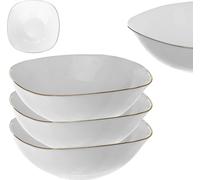 KADAX Bol en verre blanc, saladier, set de 3 bols, bol à céréales carré blanc adapté au micro-ondes, bol de service pour salades, soupes, hors-d'œuvre, fruits