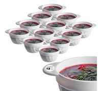 KADAX Bols à soupe, 650 ml bols à soupe en verre renforcé, 18,5x14x8cm bols à soupe avec doubles poignées, terrine à soupe pour soupes, crèmes, bouillons (650ml / 12 pièces)