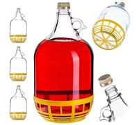 KADAX Bonbonne à vin, bonbonne de verre pour vin, tonneau à vin en verre, bonbonne de fermentation, tonneau pour vin en verre, bouteille à étrier avec panier, cuve de fermentation pour vin