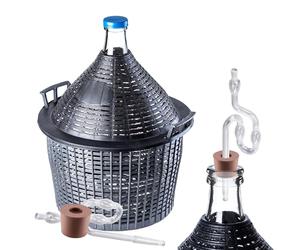 KADAX bonbonne en verre 25L - Ballons de fermentation avec panier, barboteur et bouchon pour vin & bière