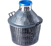KADAX Bonbonne en verre avec panier en plastique "Fonte", Large ouverture, bonbonne de vin, bouteilles, cuve de fermentation, 34L