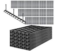 KADAX Bordure de pelouse 45 mm, 50 pičces + 150 Clous, Bordure de Parterre en Plastique, Bordure de pelouse avec systčme clic, kit de Bordure de Parterre, Bordure de pavé (Noir, Set D)
