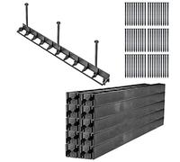 KADAX Bordure de pelouse 58 mm, 20 pičces + 60 Clous, Bordure de Parterre en Plastique, Bordure de pelouse avec systčme clic, kit de Bordure de Parterre, Bordure de pavé (Noir, lot G)
